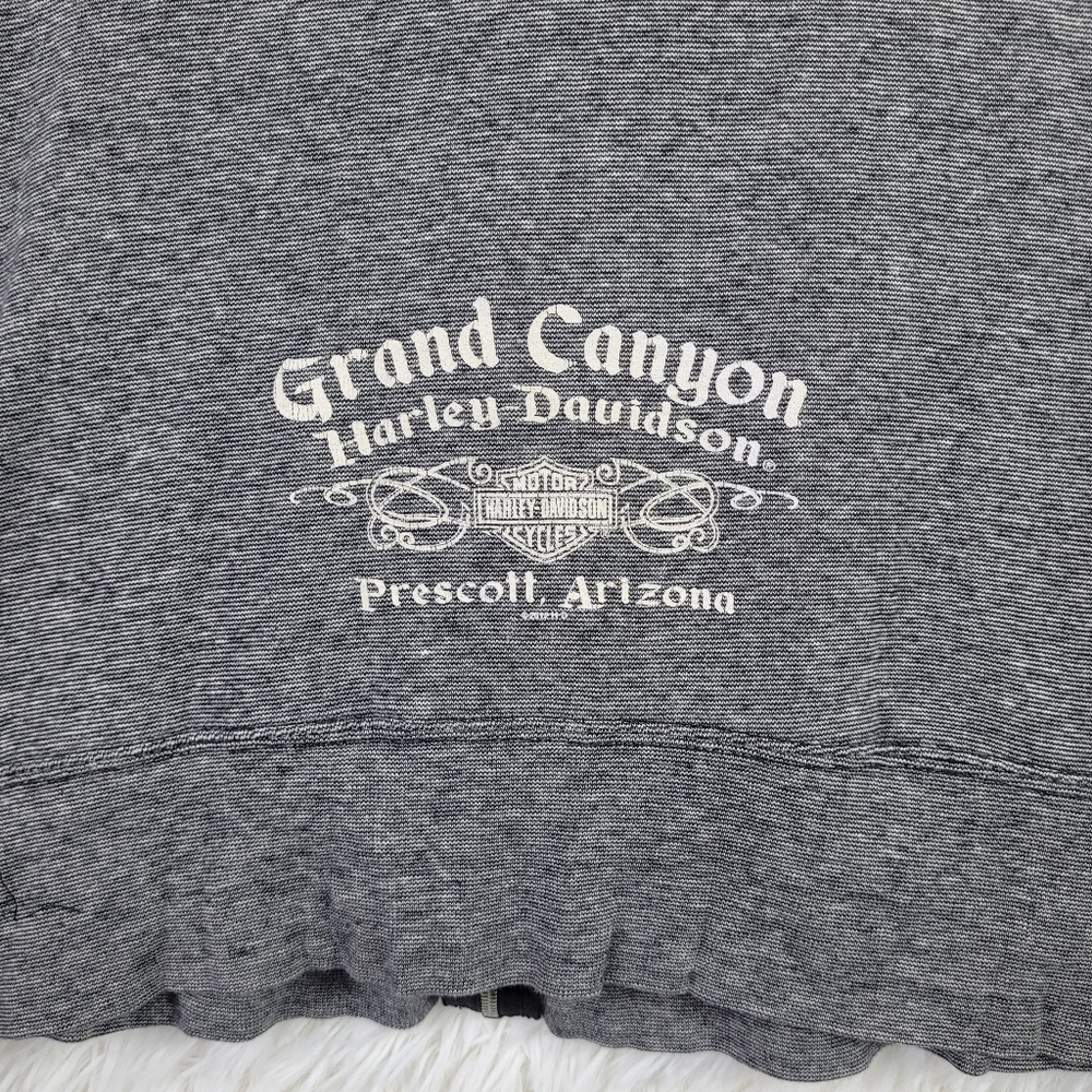 Harley Davidson Womens M Gray Micro‎ Stripe Full Zip Hoodie Grand Canyon Arizona - Picture 4 of 8